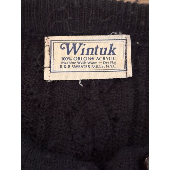 Vintage Wintuk Black Bubble Knit Cardigan Button Down Women's Med Large Sweater - Picture 10 of 10